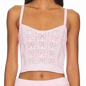 LoveShackFancy NWT Pink Fane Top Coquette Bows Layer Soft Versatile  Sz L
